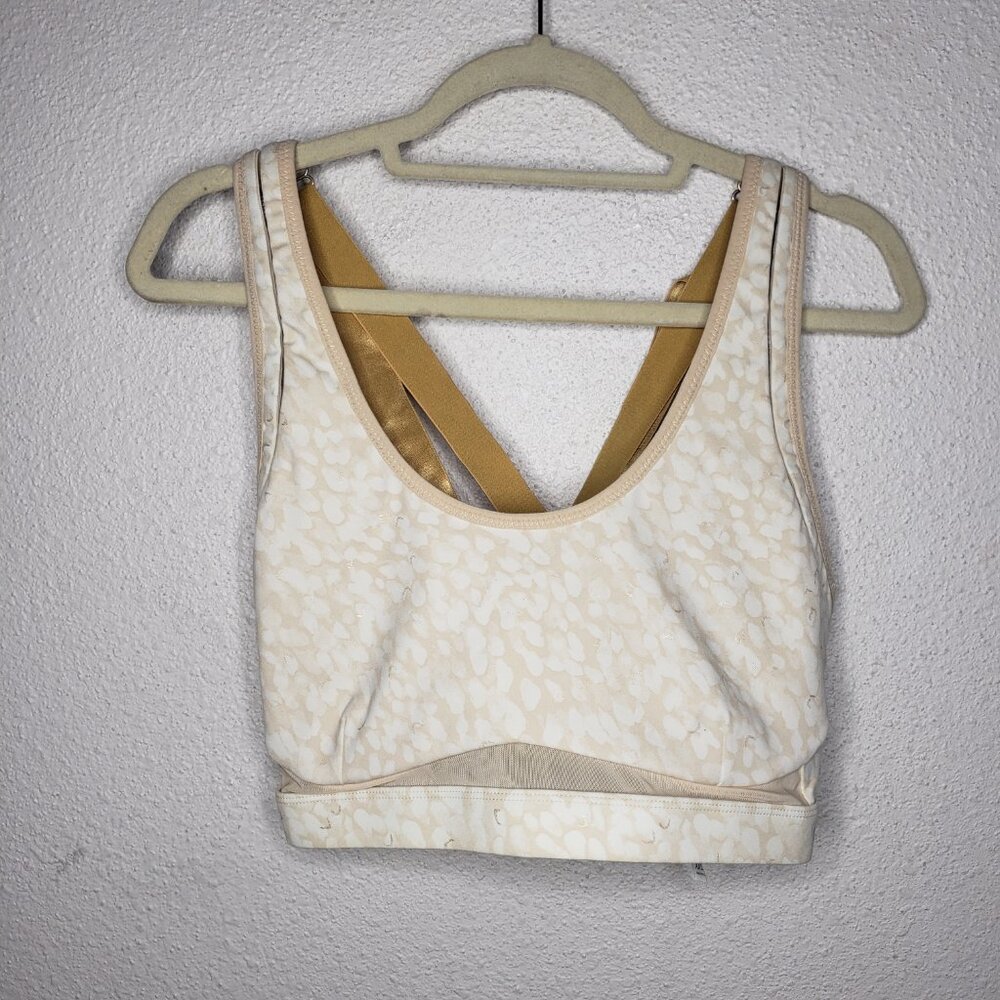 Fabletics Women's Sz 2XL Pink/Gold Cross-back Sports Bra